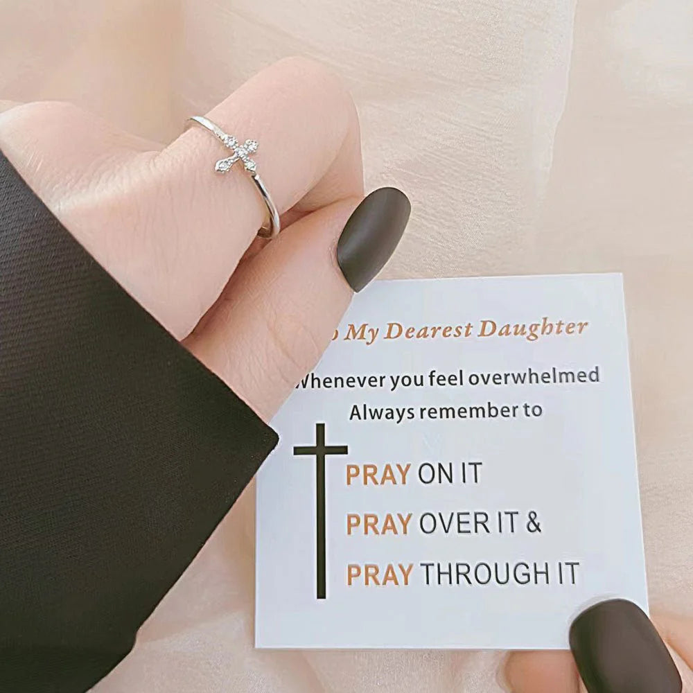 Womens Simple And Stylish Cross Ring